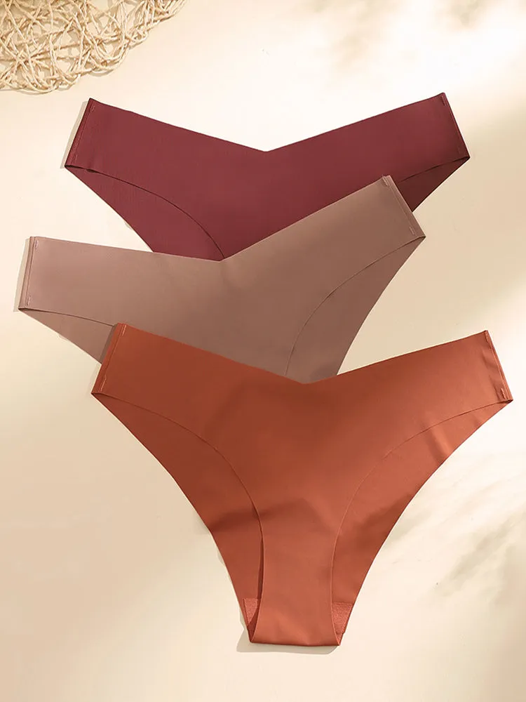 3-Pack Women's V-shaped Waistline Seamless Ice Silk Thong