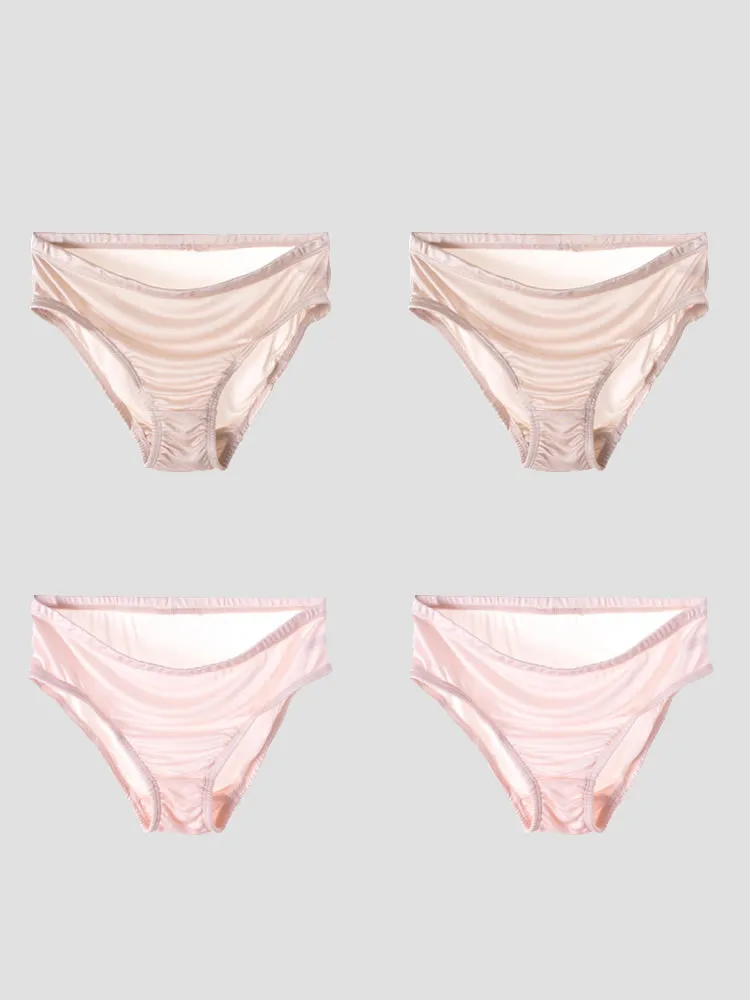 4Pcs Solid Color Mulberry Silk Knitted Panties (Bra NOT Included)