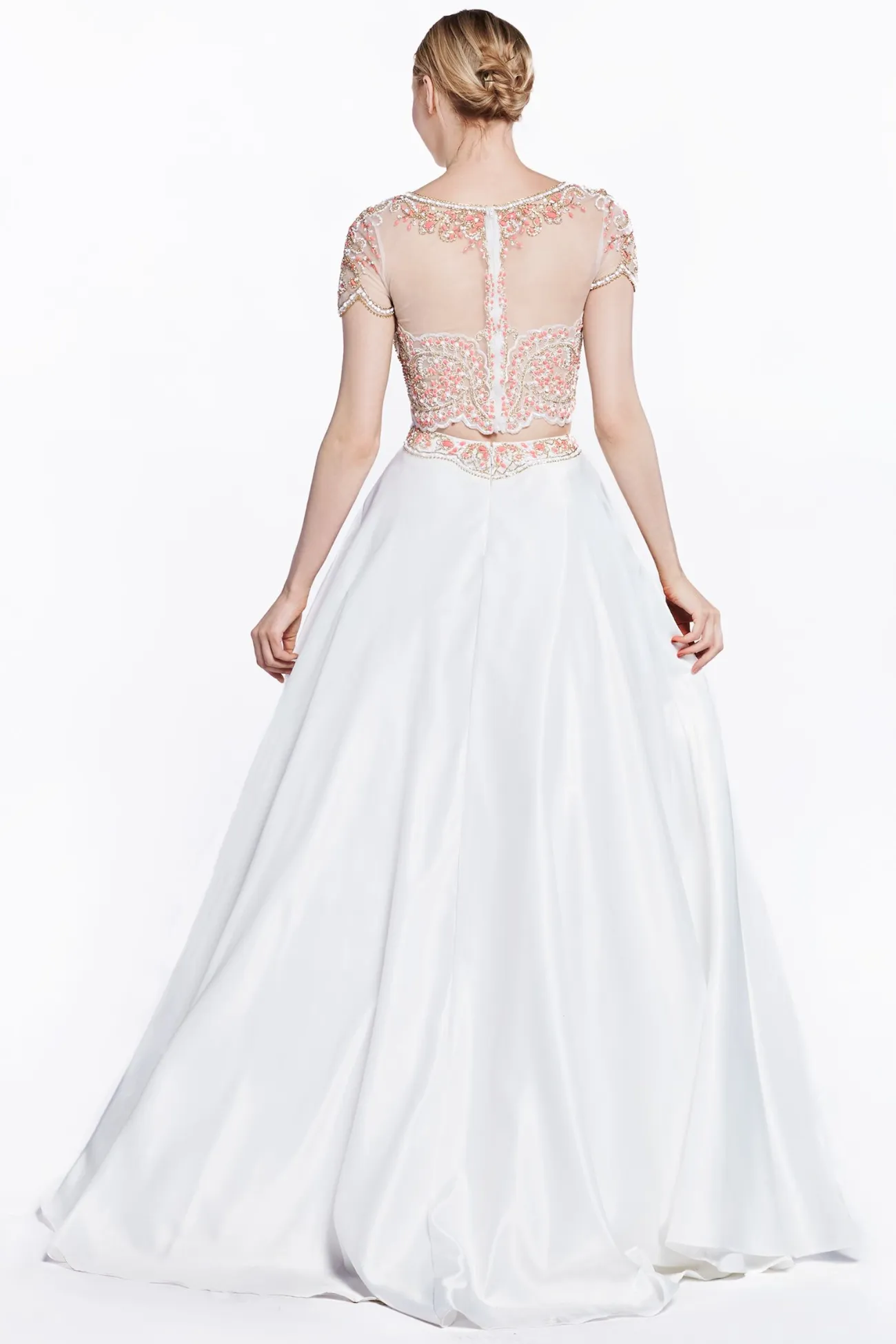 Beaded 2 Piece Satin Ball Gown
