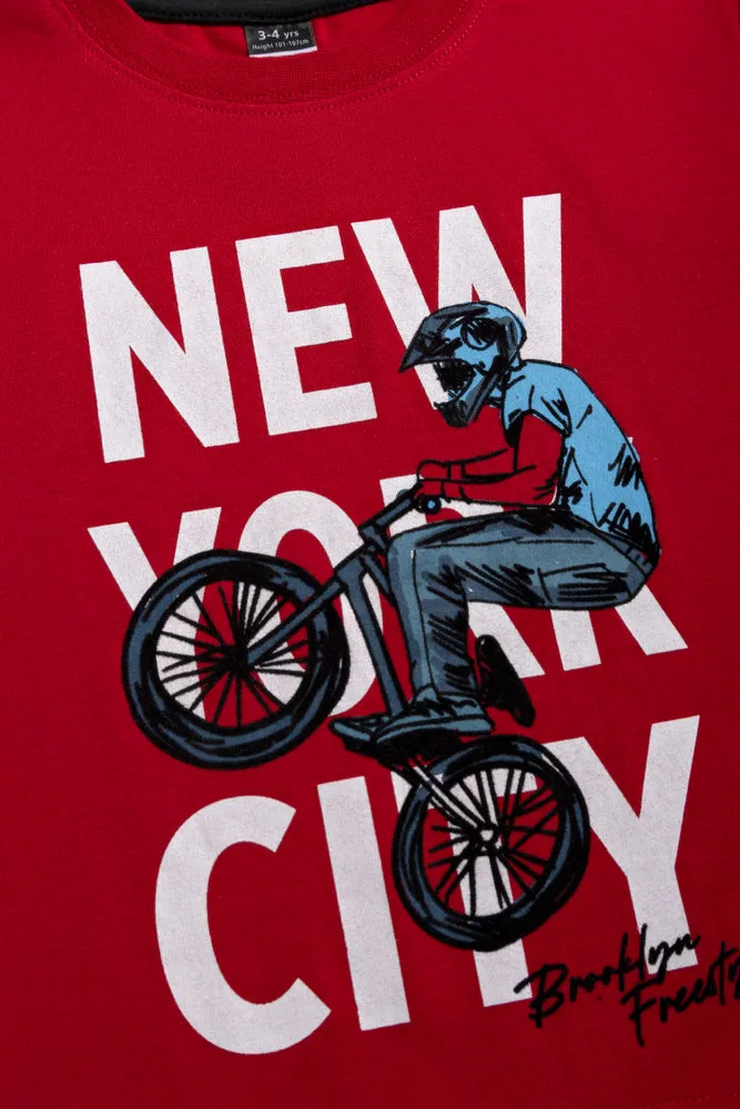 Bmx Side Tuxedo Short Sleeve T-Shirt Red