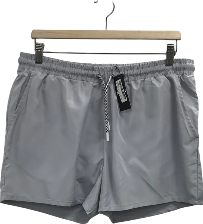 boohooMan Grey Short Length Drawcord Swim Shorts UK L