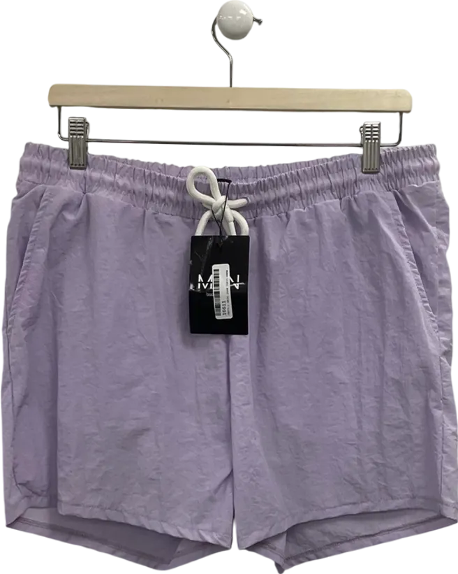 boohooMan Purple Short Length Crinkle Shell Swim Shorts UK L