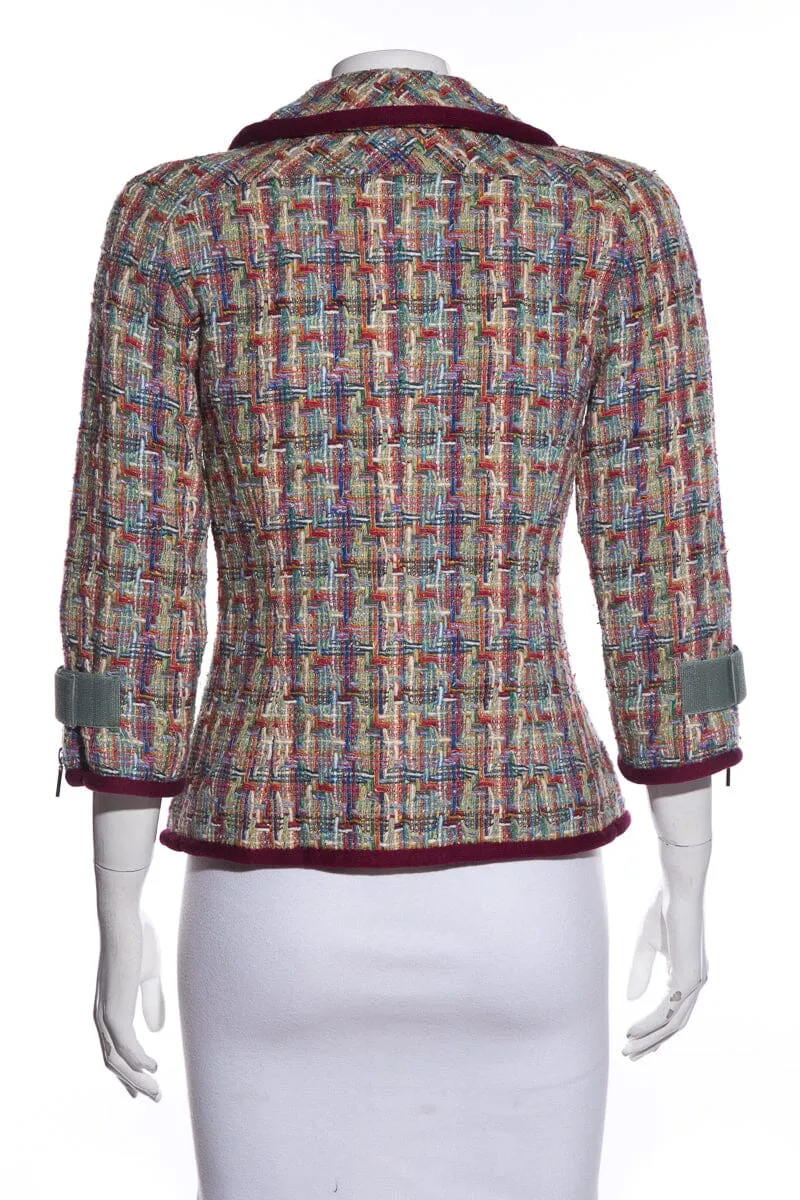Chanel Multi Color Tweed Velcro Blazer SZ 36