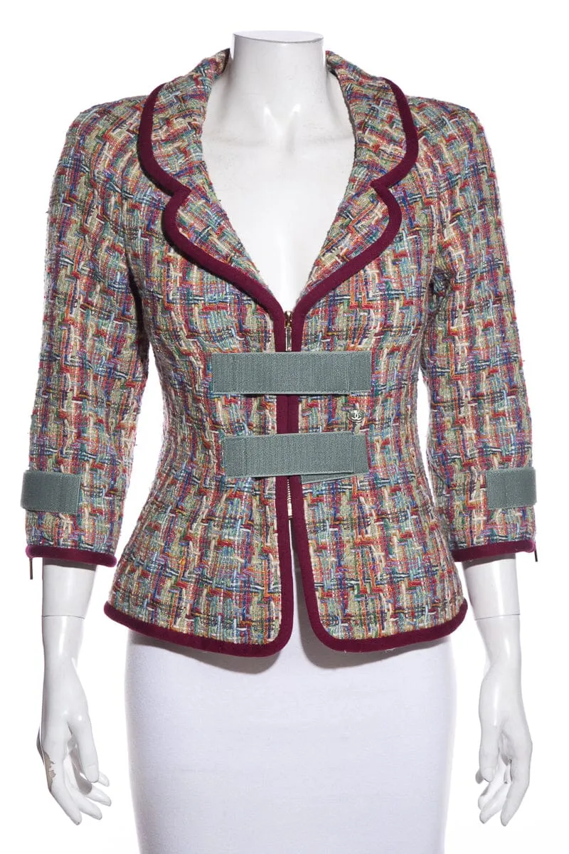 Chanel Multi Color Tweed Velcro Blazer SZ 36