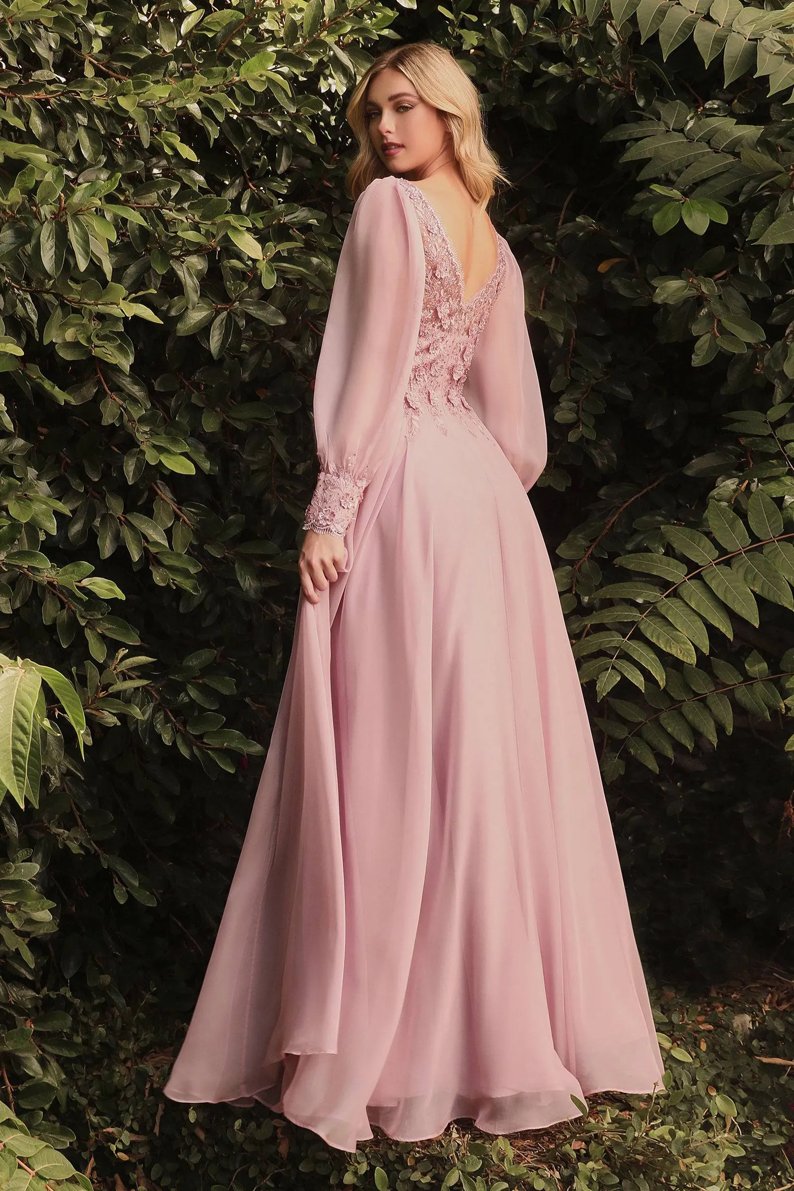 Cinderella Divine Ladivine CD0183 Gorgeous Chiffon Gown With Lace Petal Embroidery