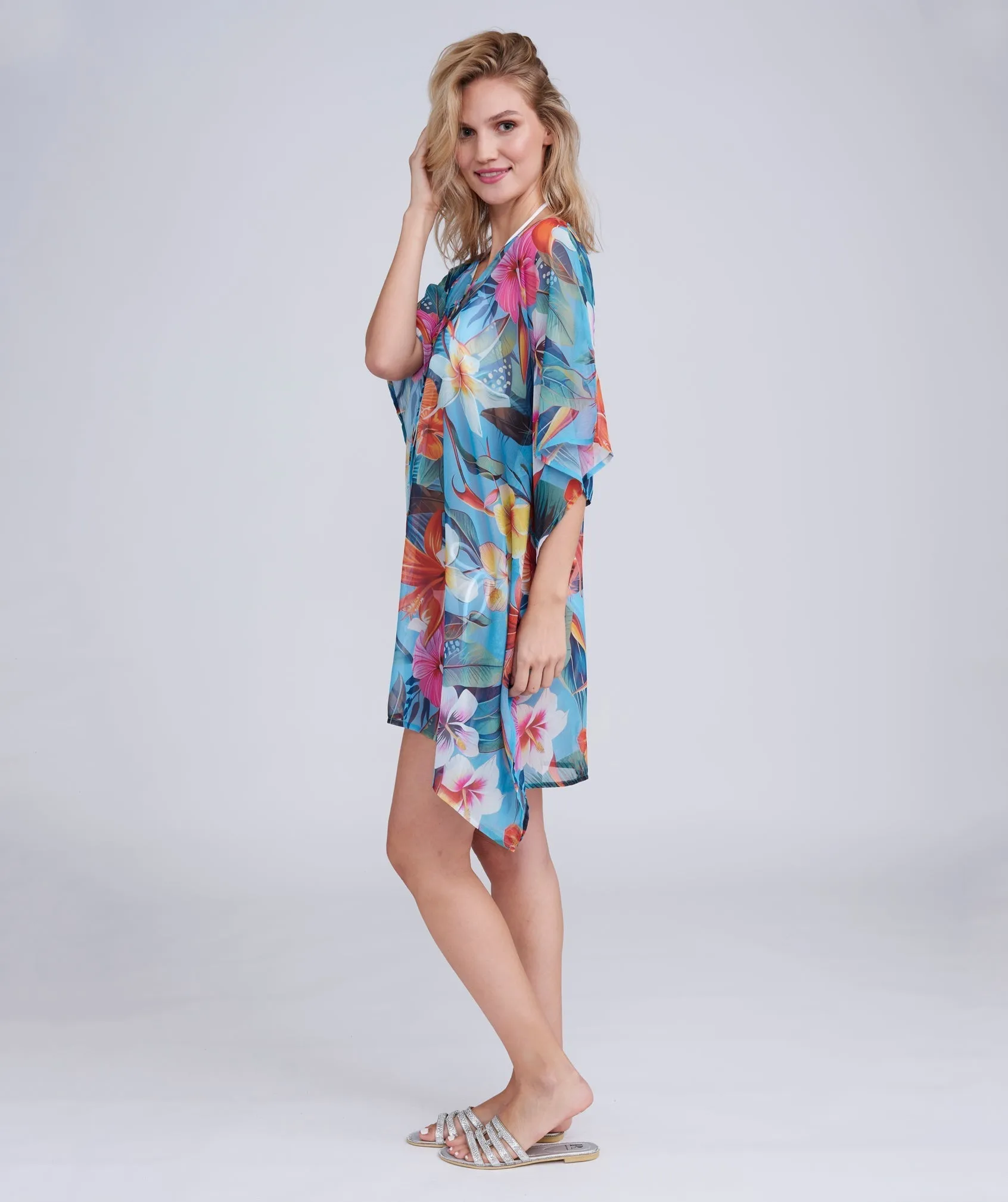 Cornflower Blue Beach Kaftan Cover-up