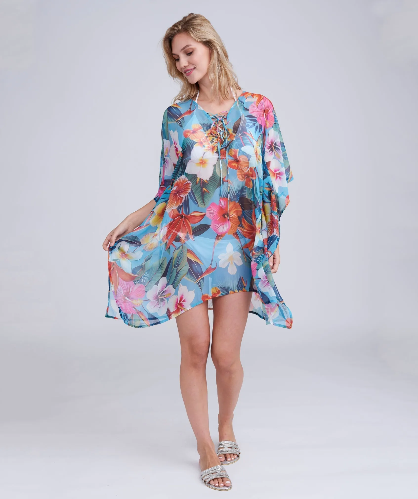 Cornflower Blue Beach Kaftan Cover-up