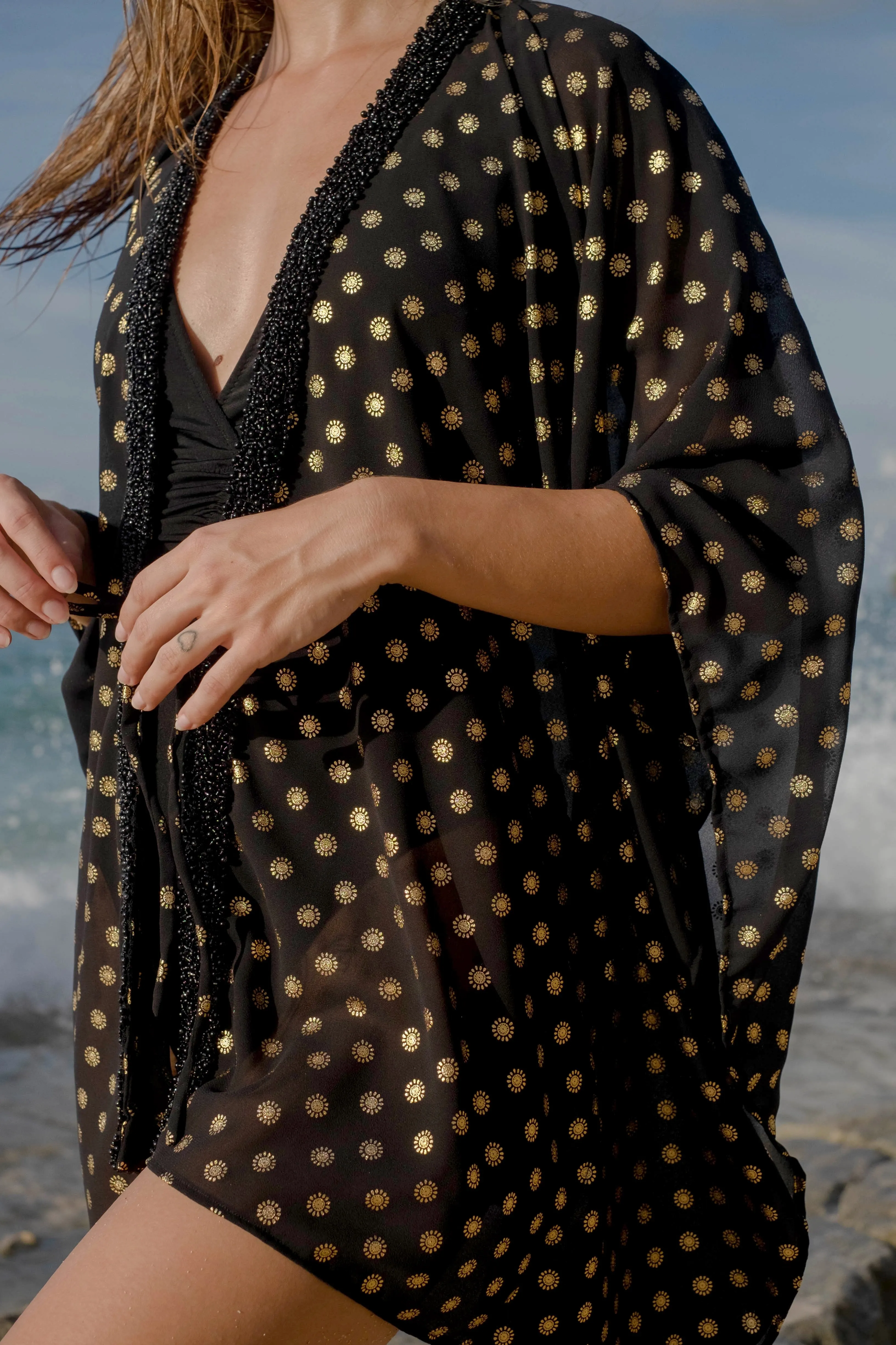 Diya Black & Gold Motif Signature Kaftan