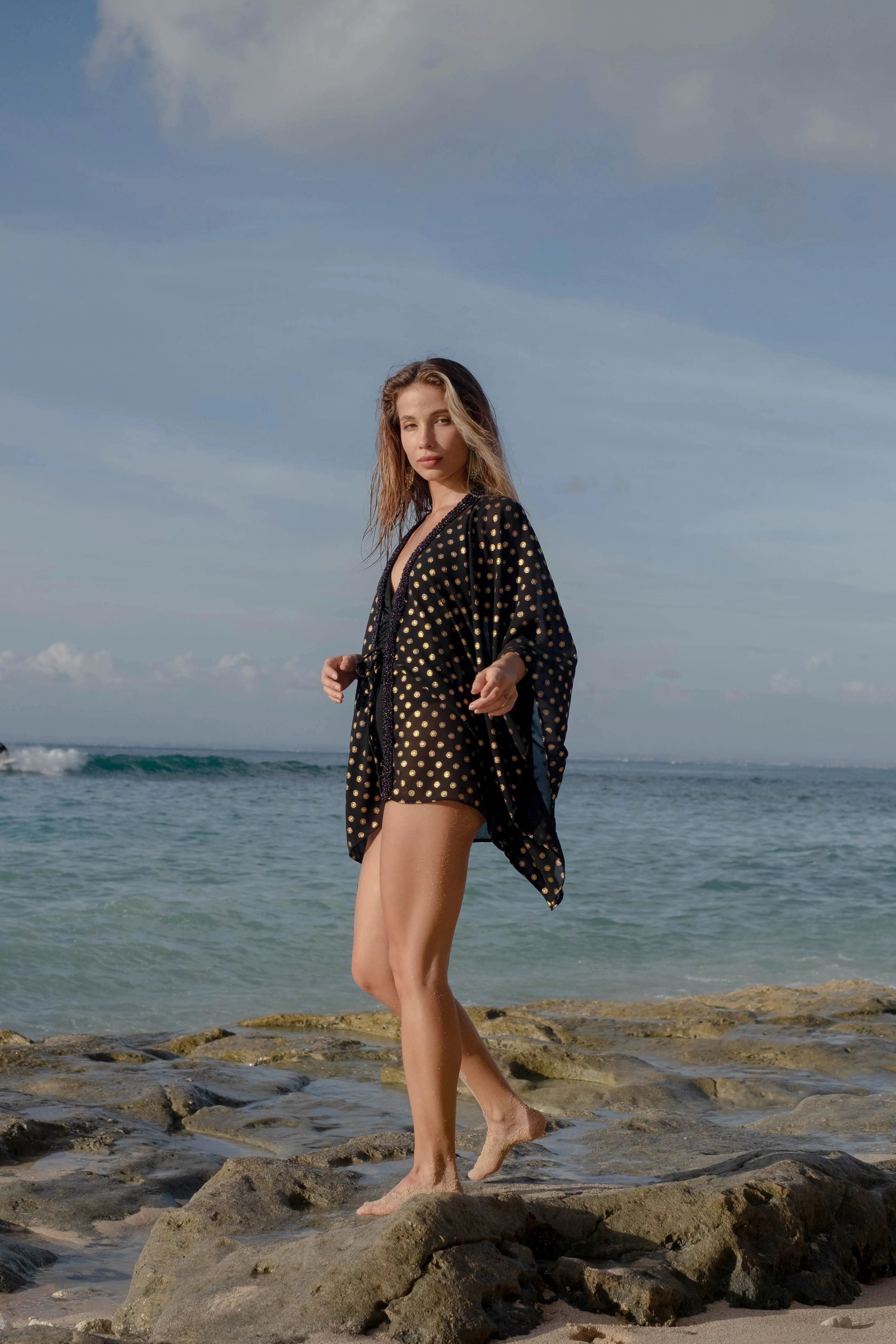 Diya Black & Gold Motif Signature Kaftan