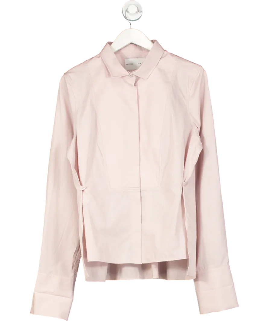H&M Studio Collection Light Dusty Pink Poplin Tuxedo Shirt UK 16