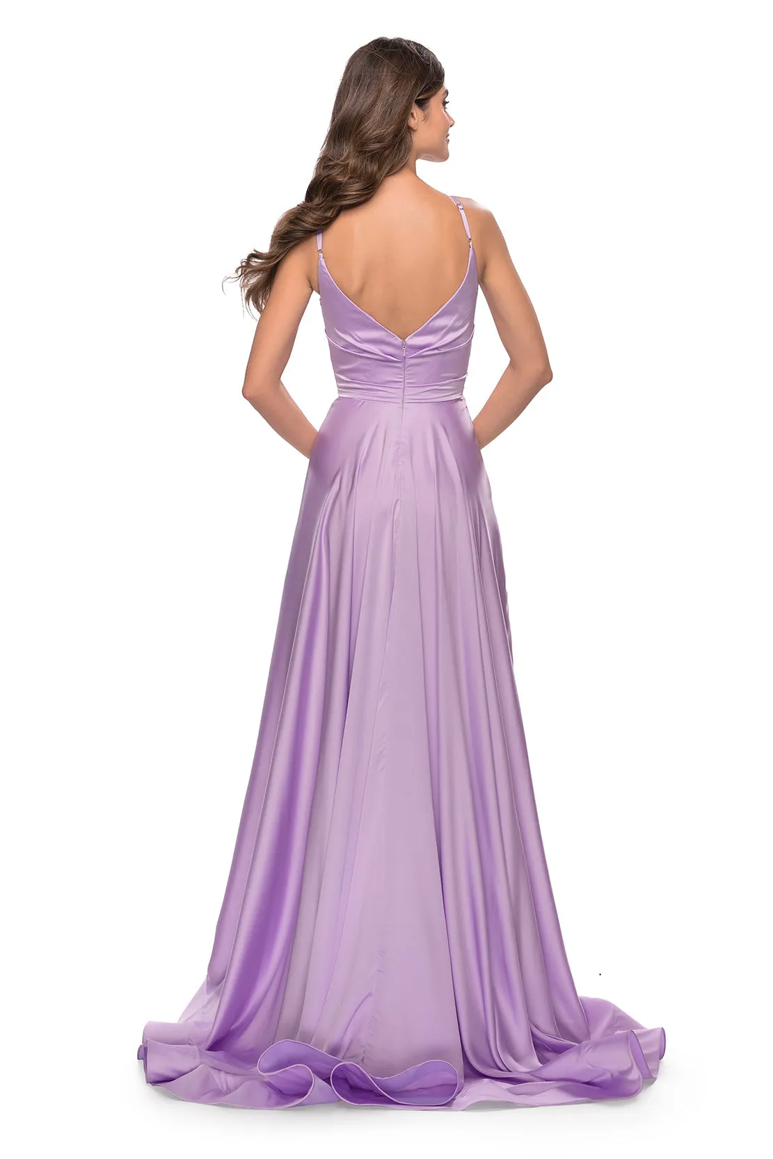 LA FEMME - 31505 - A-Line Satin Gown with Ruched Bodice