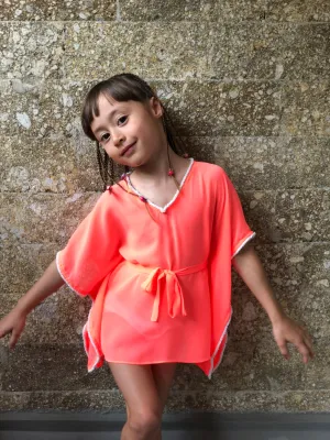 Lahela Kids Neon Orange Drawstring Kaftan