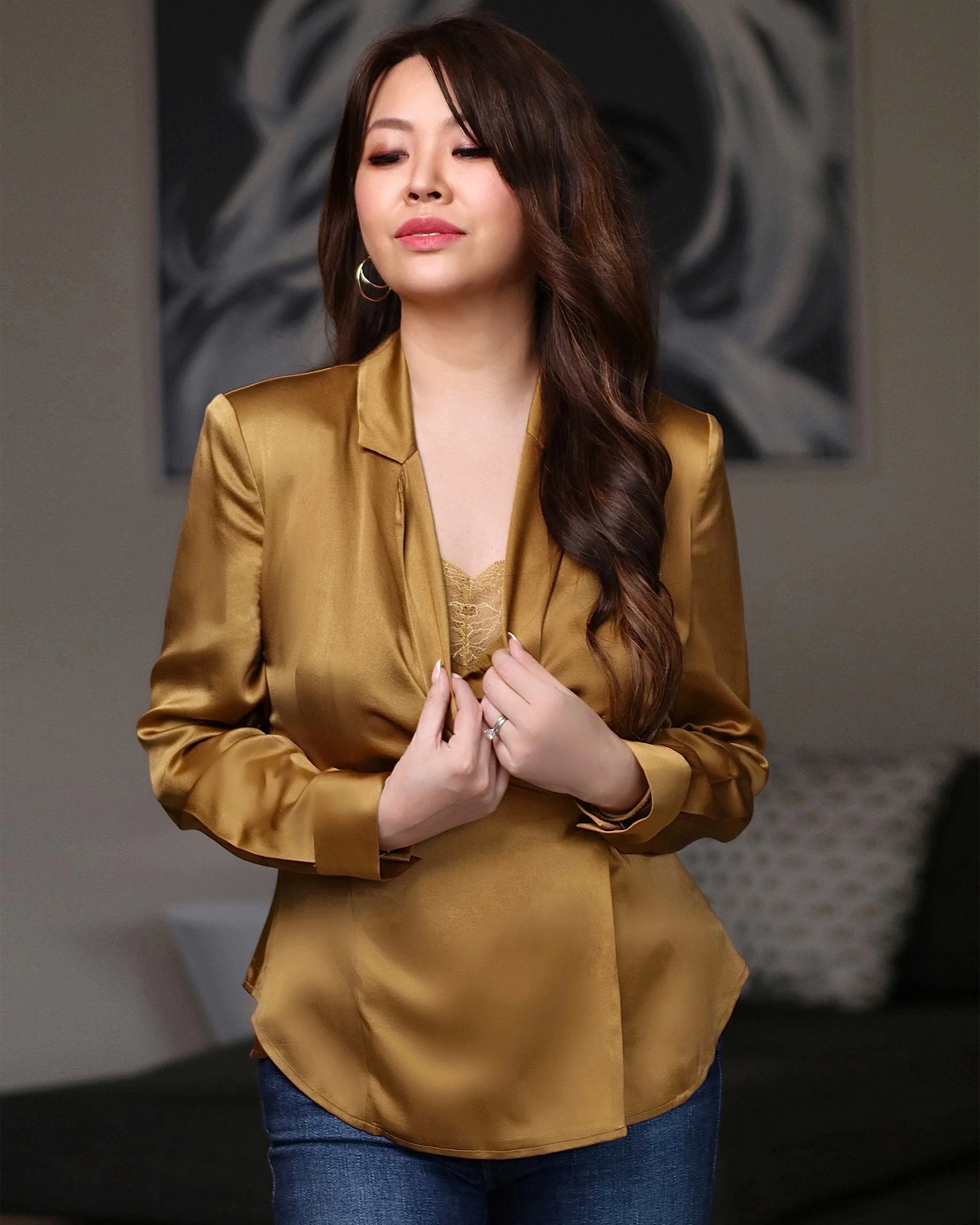 LILYSILK X MIM Silk Blazer Blouse