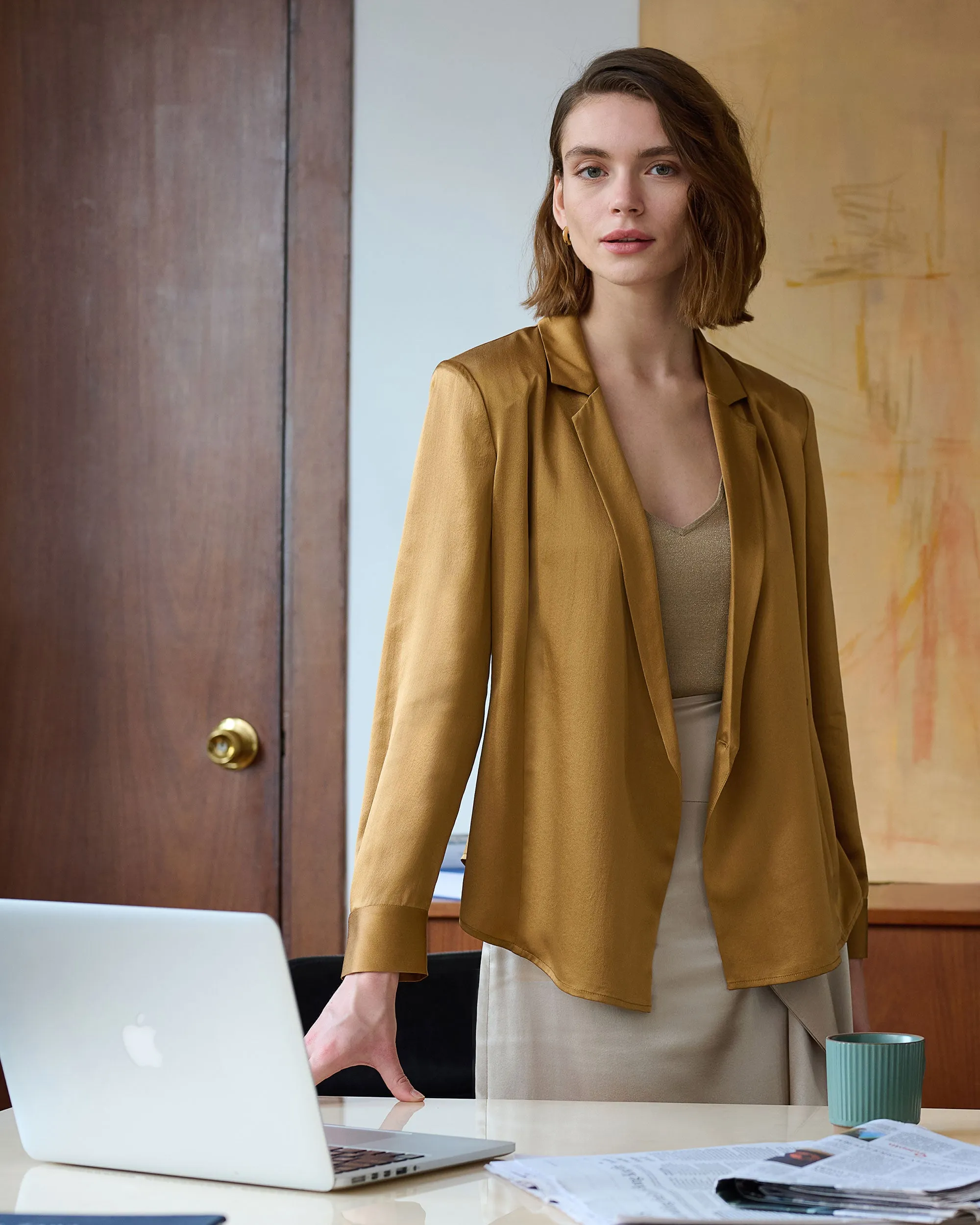 LILYSILK X MIM Silk Blazer Blouse