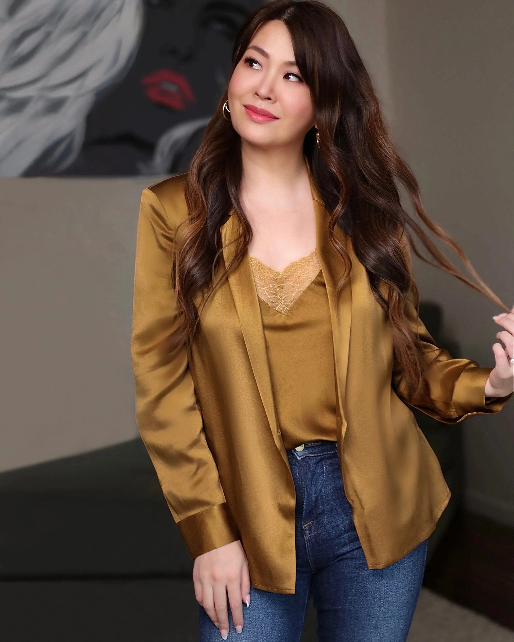 LILYSILK X MIM Silk Blazer Blouse