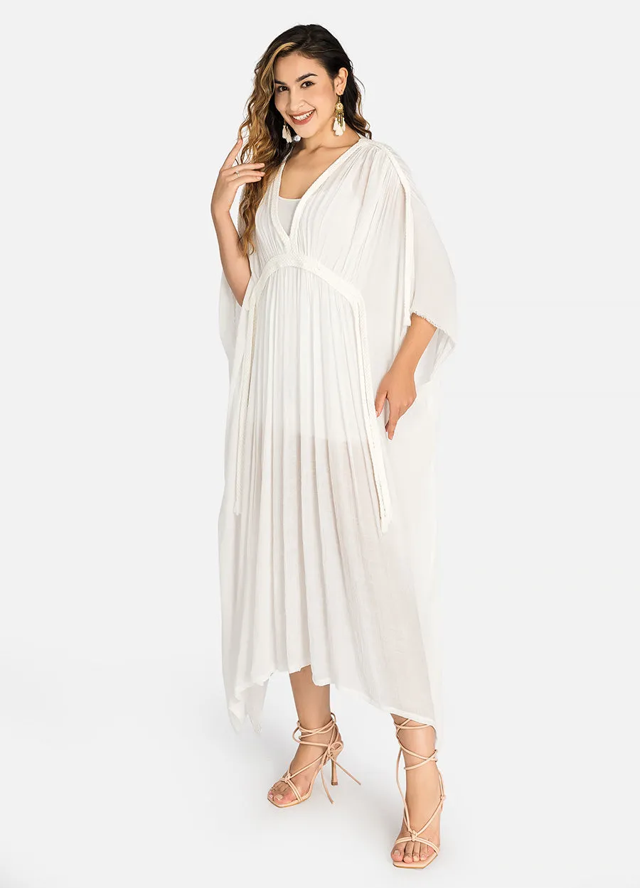 MECALA Women's Wrap V neck Beach Kaftan Dress Cover Up for Swimwear