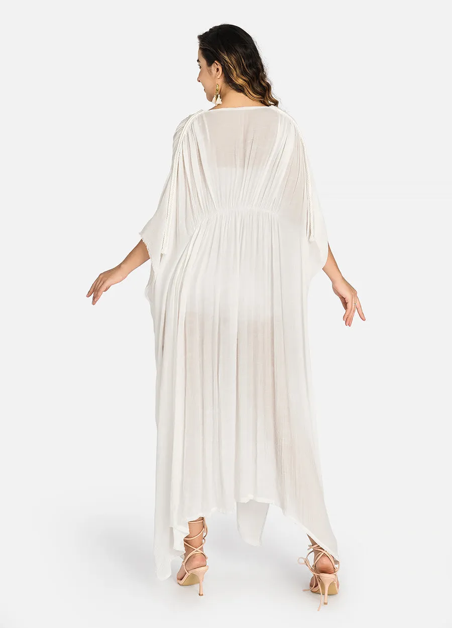 MECALA Women's Wrap V neck Beach Kaftan Dress Cover Up for Swimwear