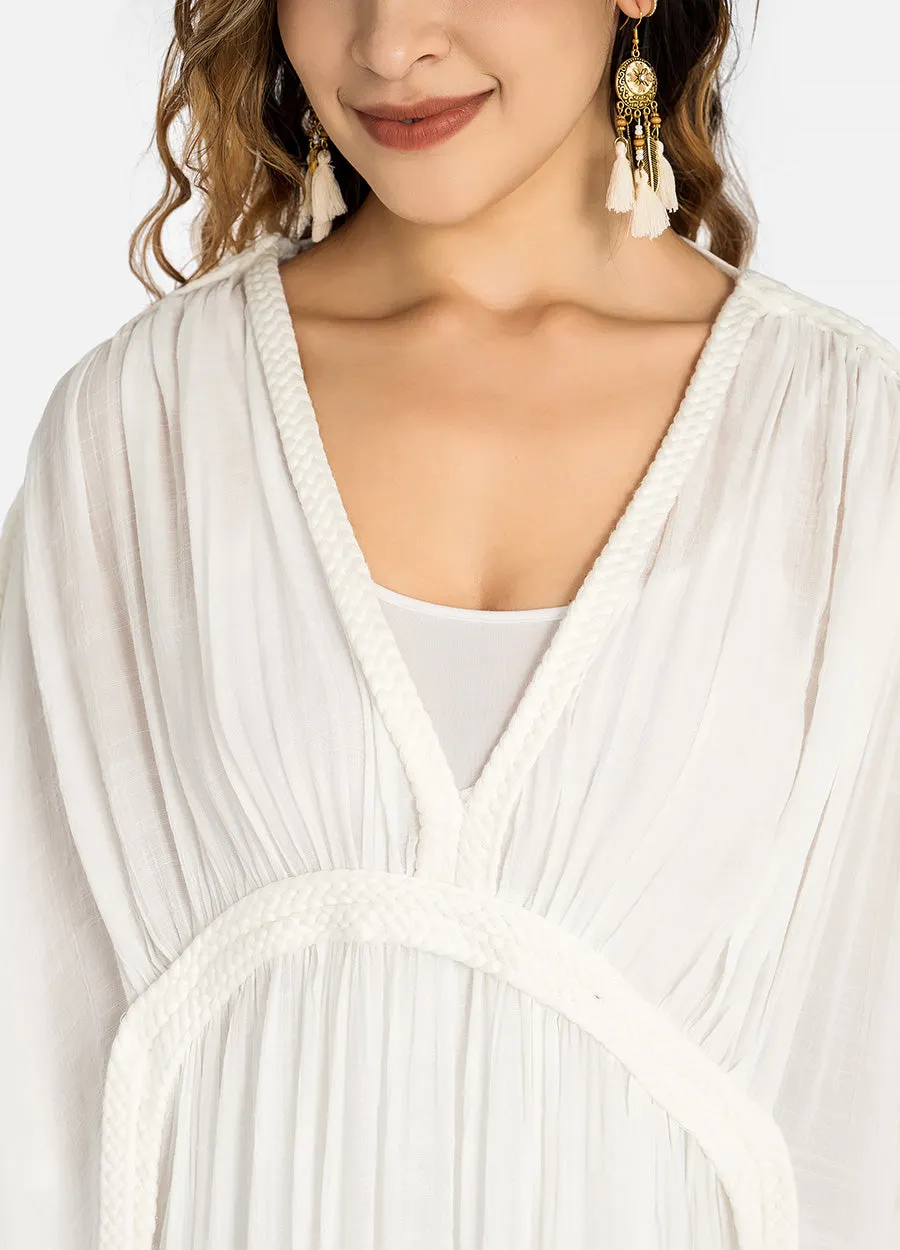 MECALA Women's Wrap V neck Beach Kaftan Dress Cover Up for Swimwear