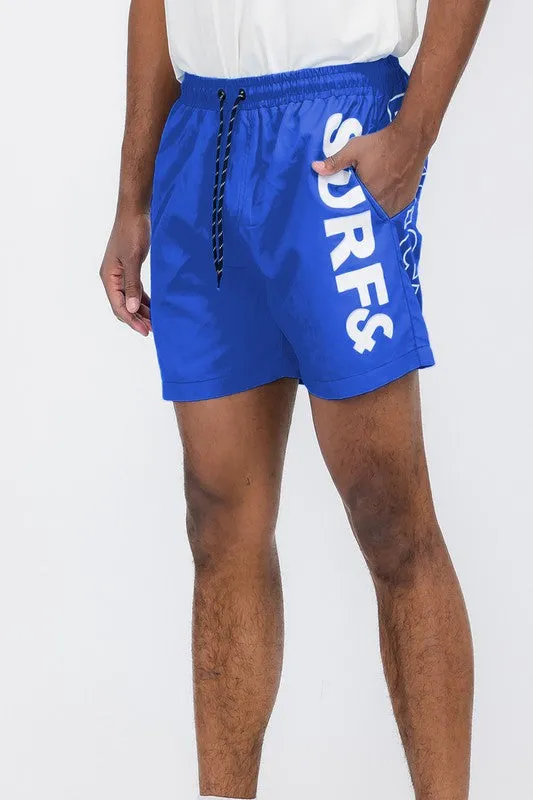 Men's Orange Surf & Beach Swim Trunks Board Shorts