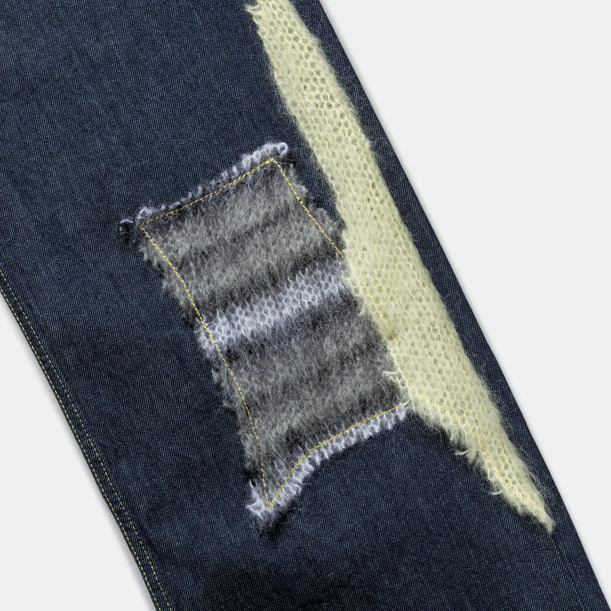Mohair Patch Denim Jeans - Indigo