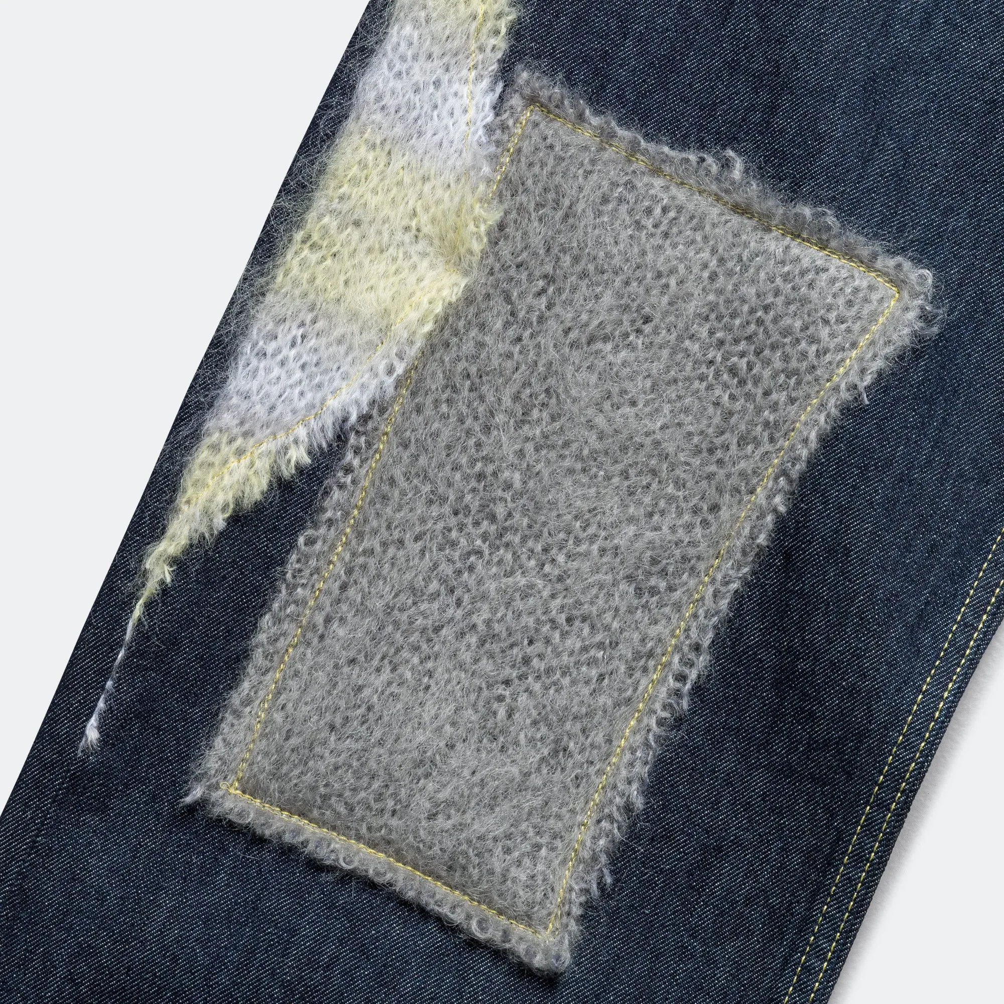 Mohair Patch Denim Jeans - Indigo