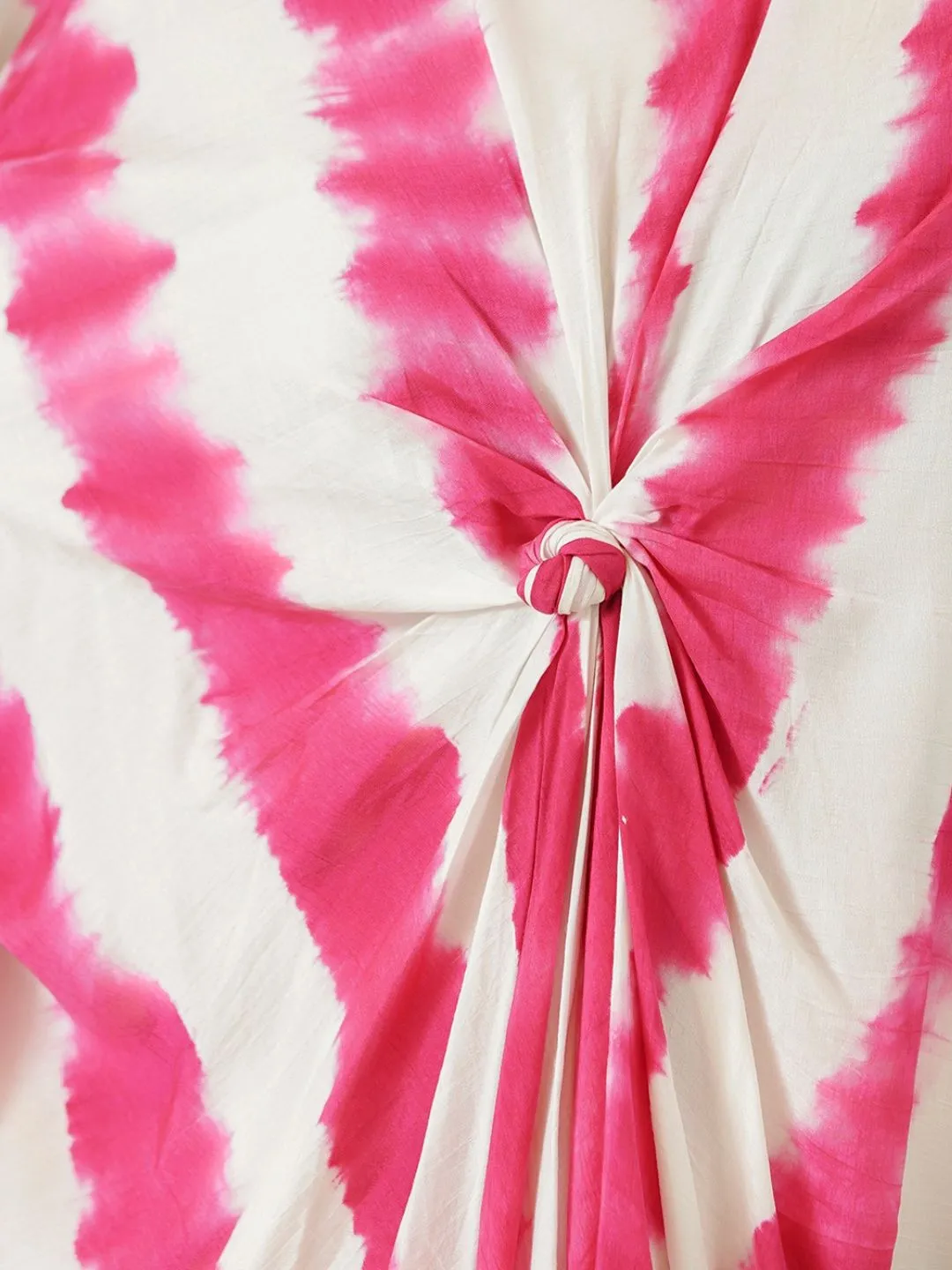 Off-White & Pink Leheriya Kaftan with Pants