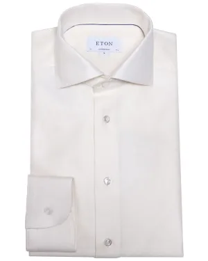 Off White Cotton Blend Dress Shirt