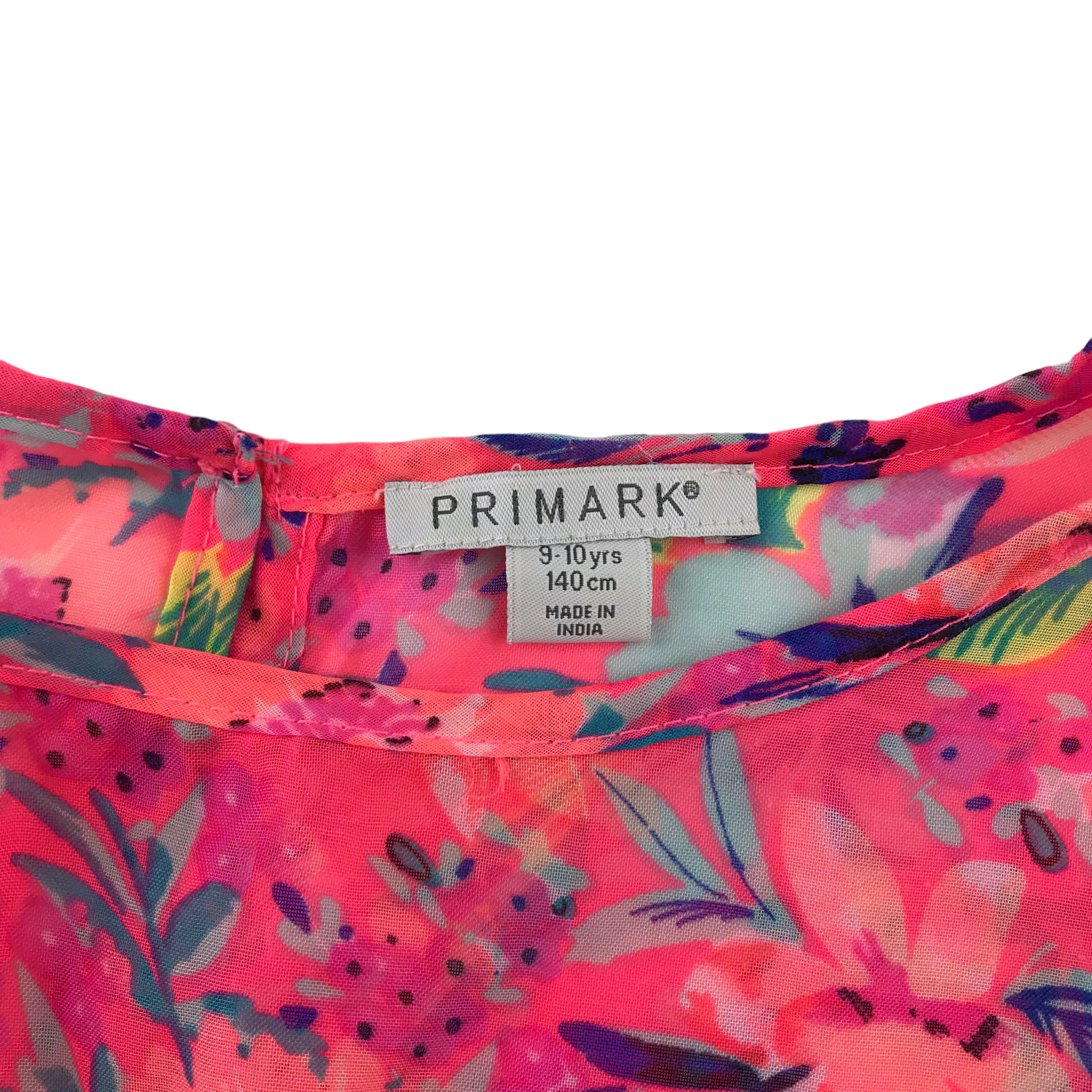 Primark kaftan 9-10 years pink floral summery blouse