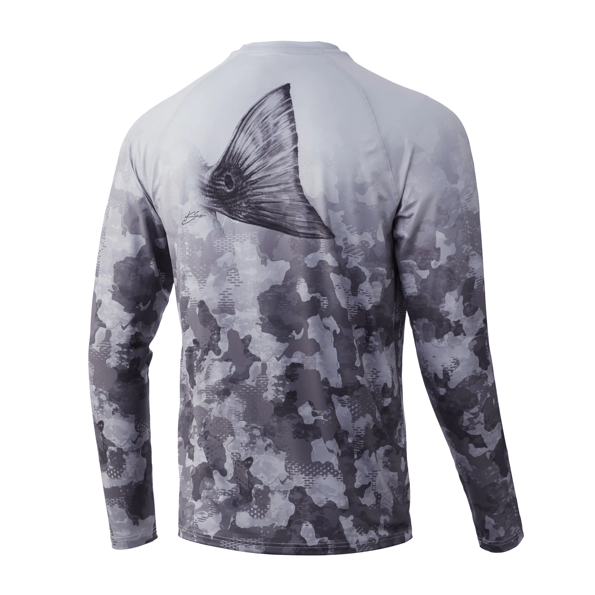Refraction Fish Fade Pursuit Performance Shirt- Storm