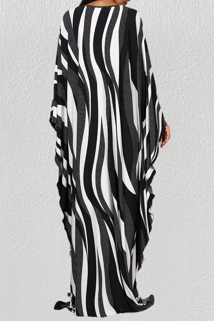 Stripe Pattern Kaftan Beach Cover Up