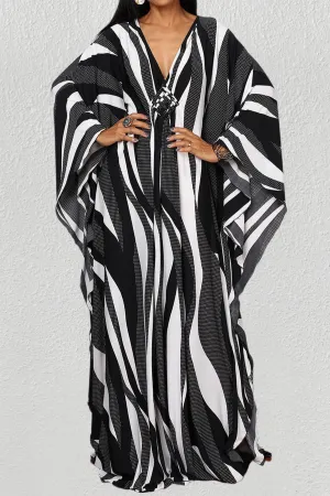 Stripe Pattern Kaftan Beach Cover Up
