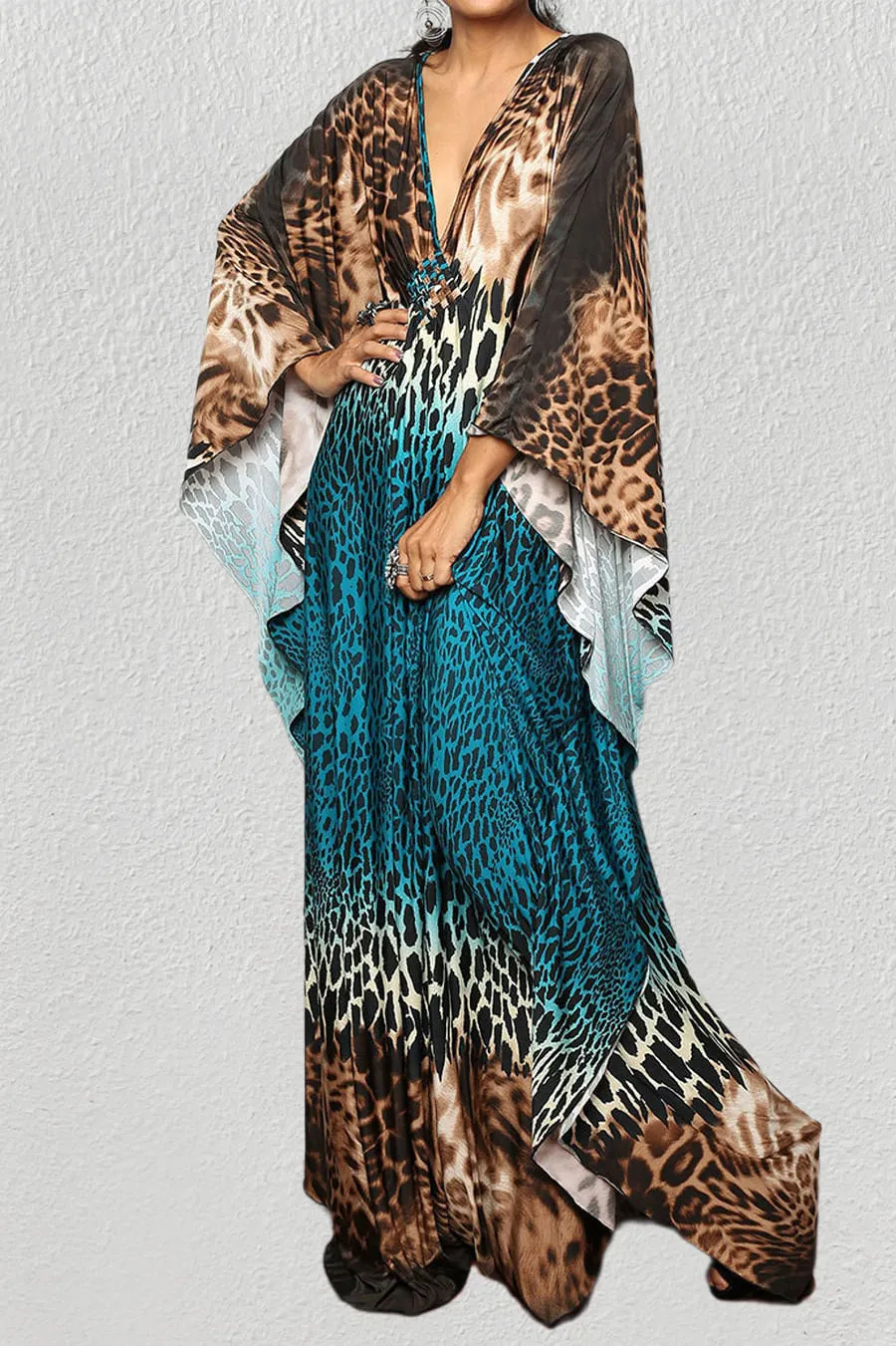 Stripe Pattern Kaftan Beach Cover Up