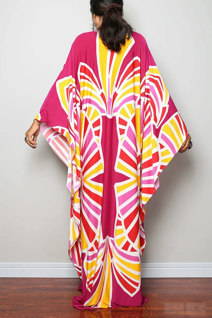 Stripe Pattern Kaftan Beach Cover Up