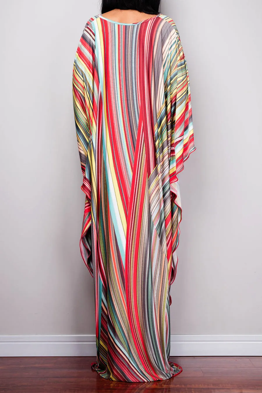 Stripe Pattern Kaftan Beach Cover Up