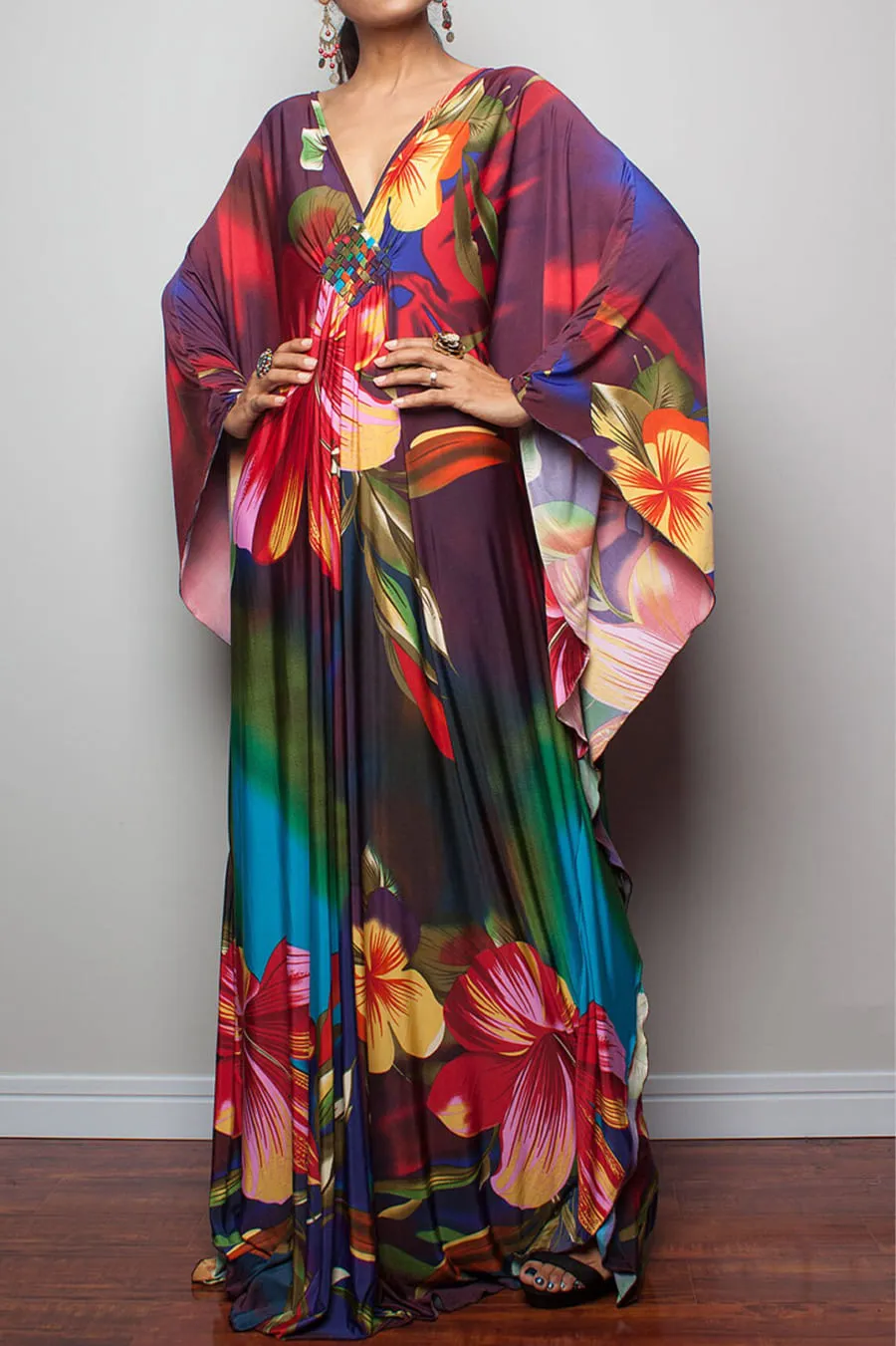 Stripe Pattern Kaftan Beach Cover Up