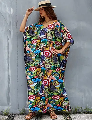 V-Neck Women's Kaftan Swimsuit Beach Cover Up