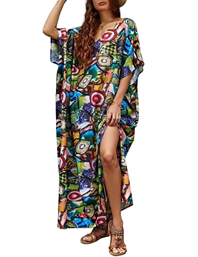 V-Neck Women's Kaftan Swimsuit Beach Cover Up