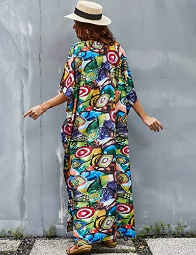 V-Neck Women's Kaftan Swimsuit Beach Cover Up