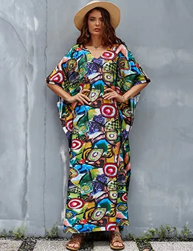 V-Neck Women's Kaftan Swimsuit Beach Cover Up
