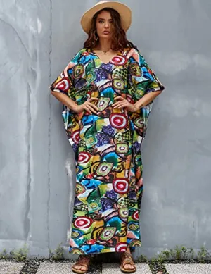 V-Neck Women's Kaftan Swimsuit Beach Cover Up
