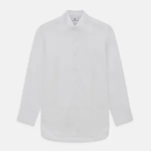 White Cotton Dress Shirt with Wing Collar and Double Cuffs