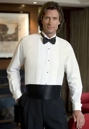 White Wing Collar Formal Tuxedo Shirt with FREE BOW TIE