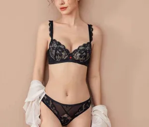 Women's small breast push-up bra set showing breasts large adjustable push-up sexy bra set cross underwear